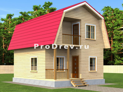 Загородный каркасный дом 6х8 с балконом "Рэндалф"