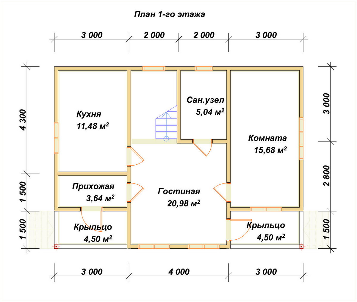 Планировка 1-го этаж дома ДБ-214