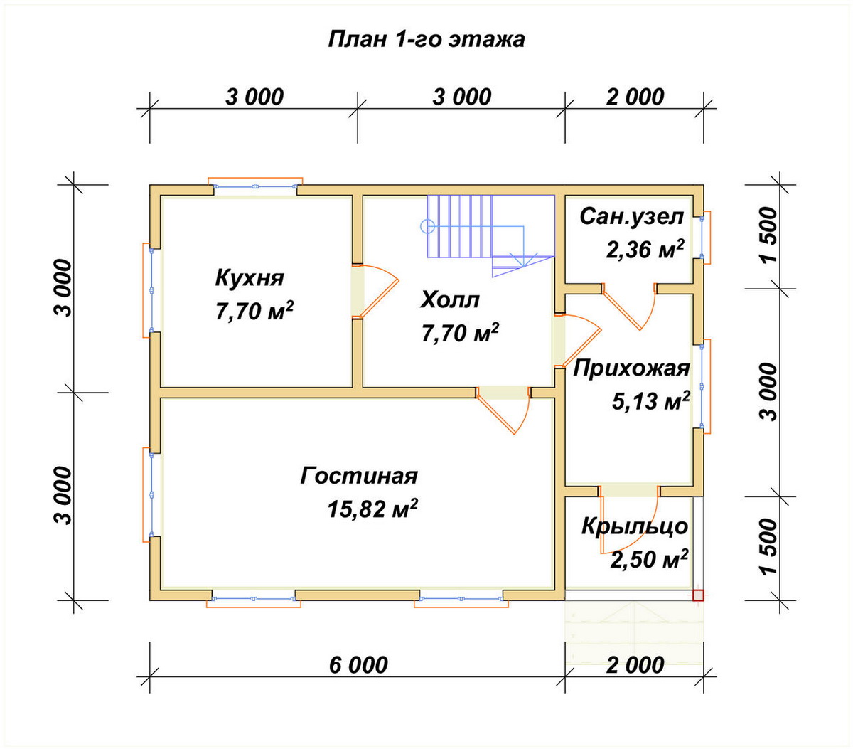 Планировка 1-го этаж дома ДБ-71