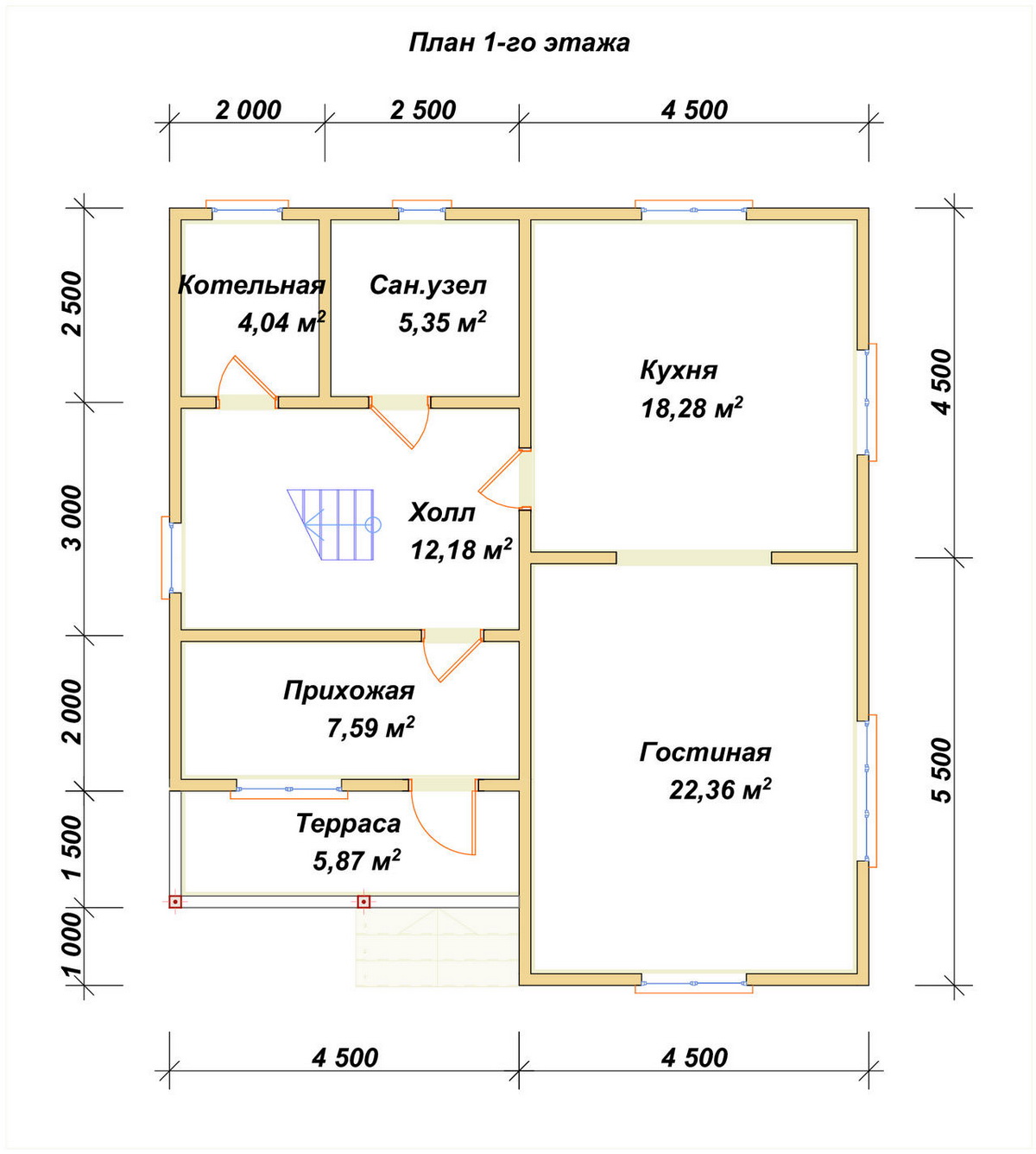 Планировка 1-го этаж дома ДБ-105