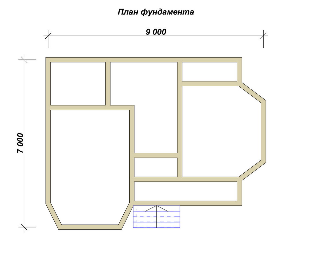 План ленточного фундамента для дома ДБ-179
