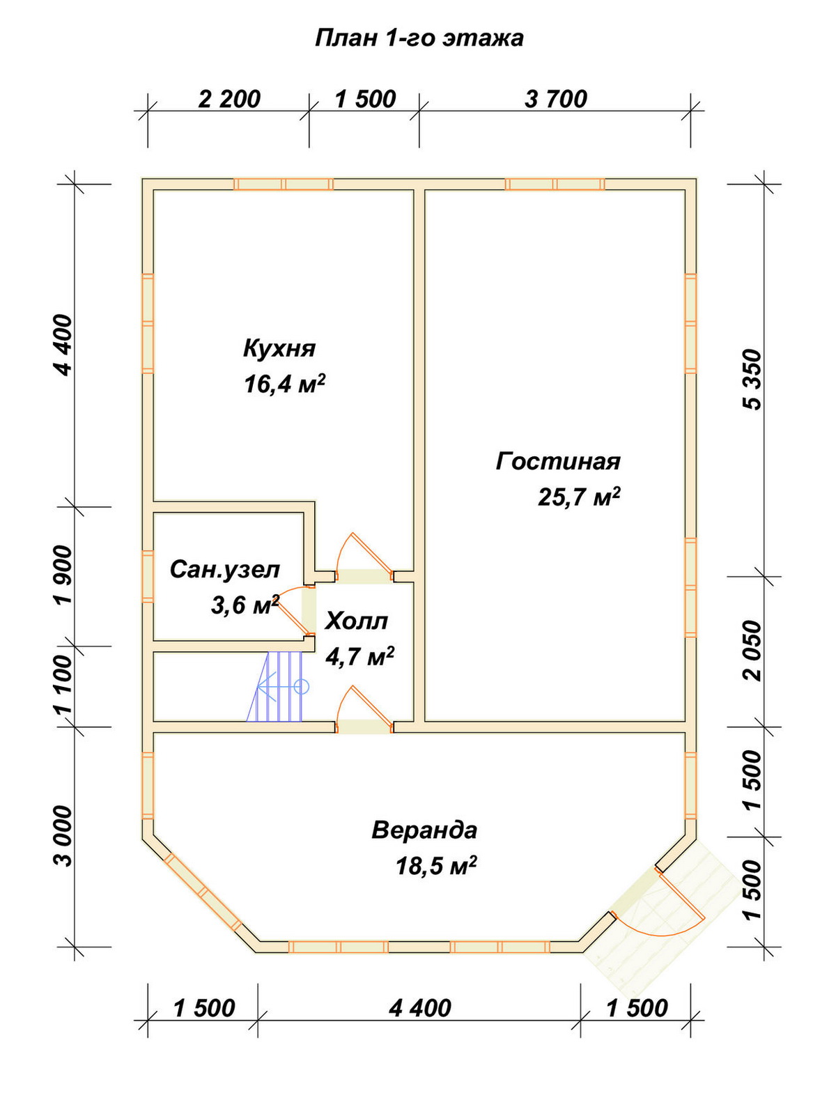 Планировка 1-го этаж дома ДБ-182