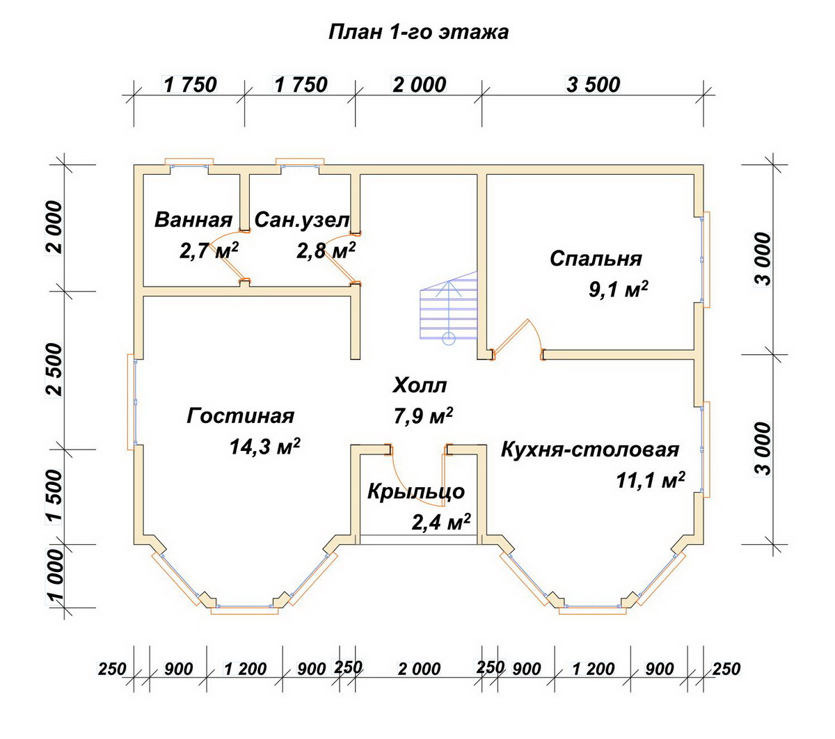 Планировка 1-го этаж дома ДБ-207