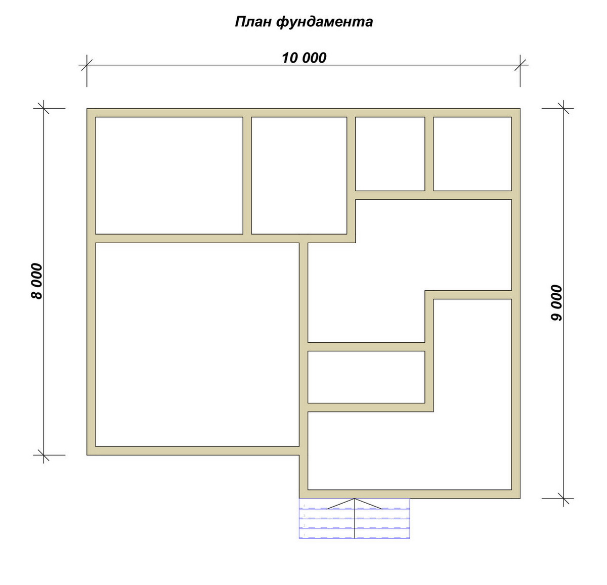 План ленточного фундамента для дома ДБ-213