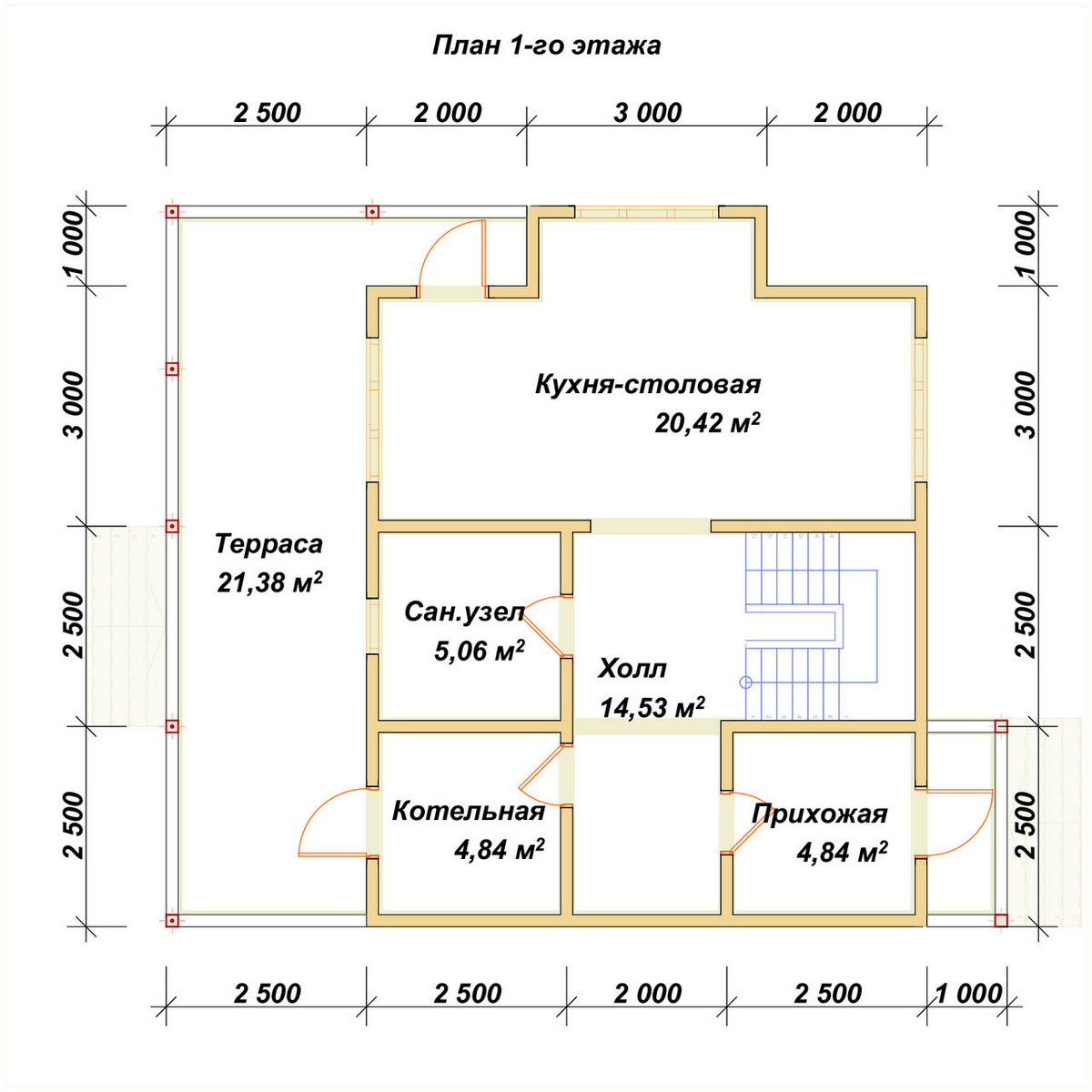 Планировка 1-го этаж дома ДБ-256