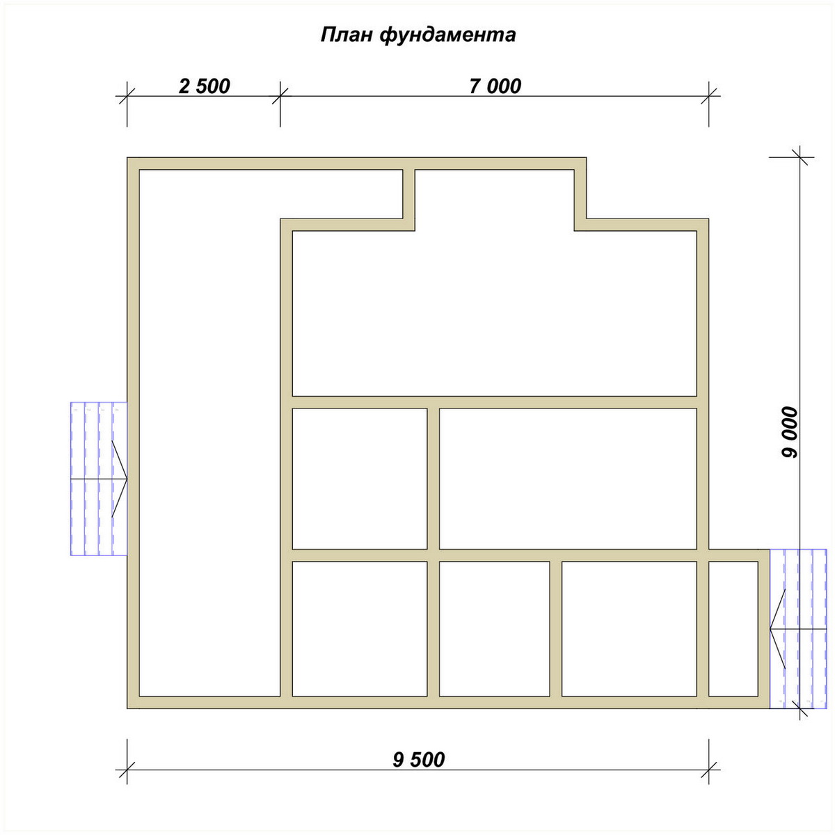 План ленточного фундамента для дома ДБ-256